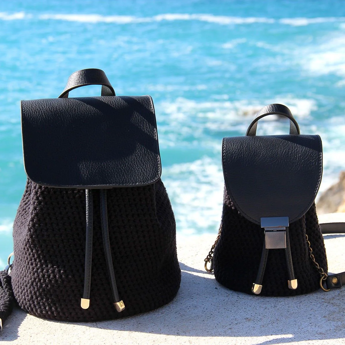 Bag Flap w/Magnetic Button - Black/Bronze - Image 3