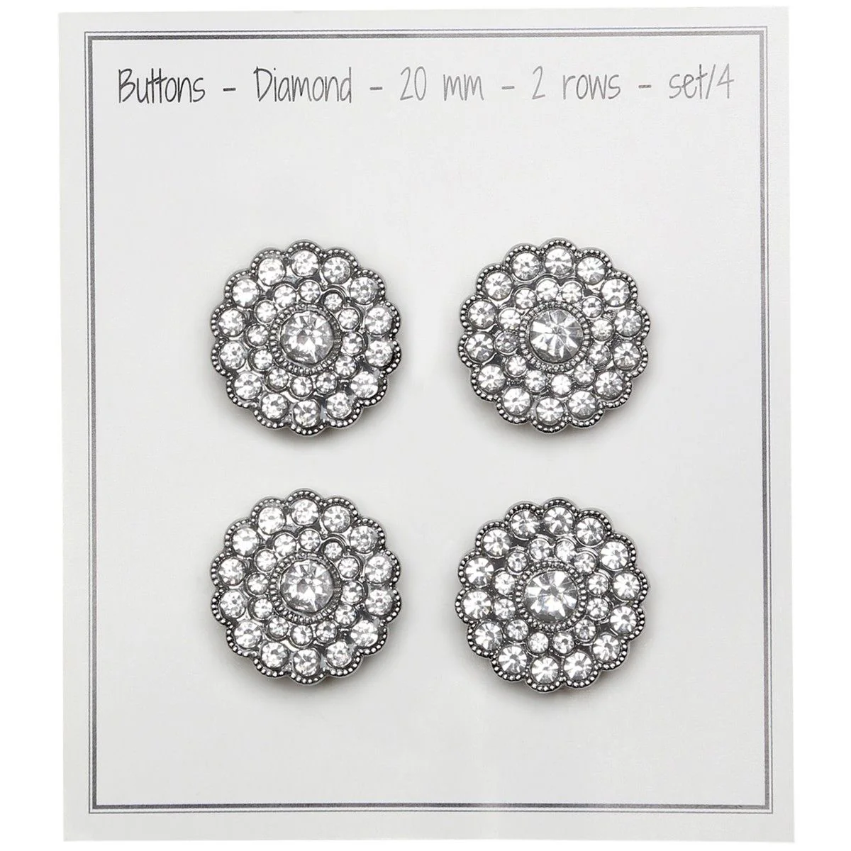 Bling Buttons - Small Stones - Silver - 4 pcs. - Image 3