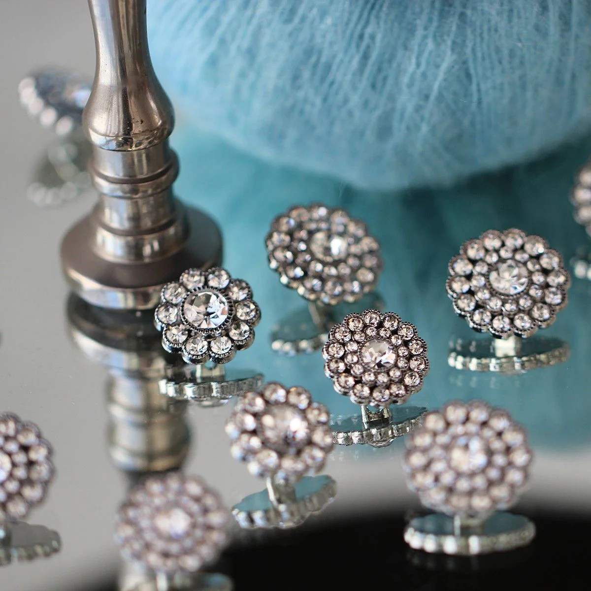 Bling Buttons - Small Stones - Silver - 4 pcs. - Image 5