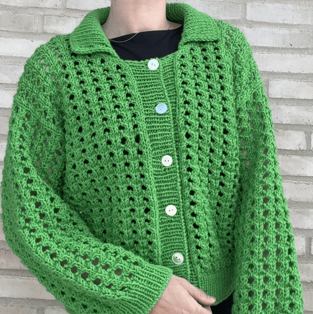 Easy Hole Structure Polo Cardigan